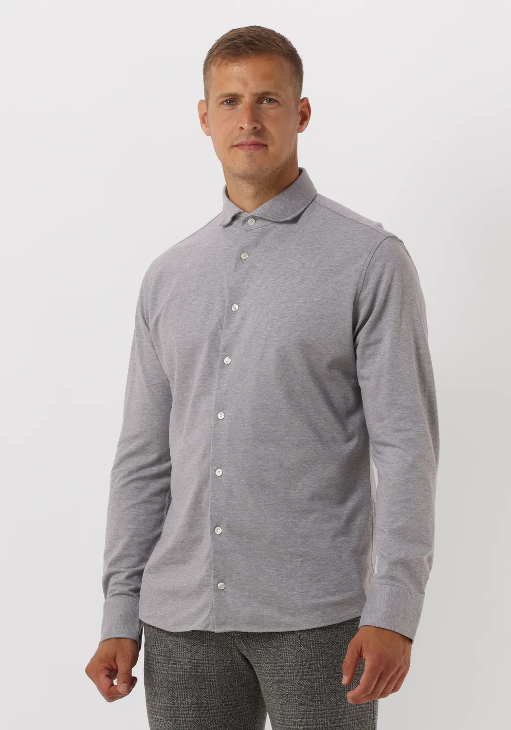 BEIGE SELECTED HOMME CASUAL OVERHEMD SLHSLIMBONDPIQUE KNITSHIRT LS B