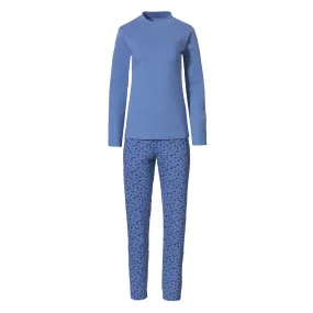 By Louise Dames Pyjama Set Interlock Lange Mouw + Broek Blauw