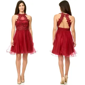 Cocktailjurk bordeaux-rood tule