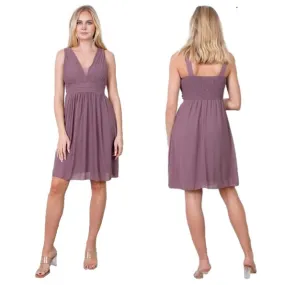 Cocktailjurk mauve schouderbanden chiffon