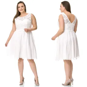 Cocktailjurk wit-ivoor schouderbanden chiffon