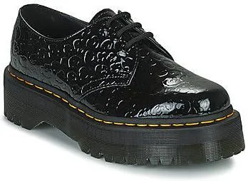 Dr Martens 1461 Quad Leopard Emboss Patent Platform schoenen Dr. Martens, Zwart, Dames