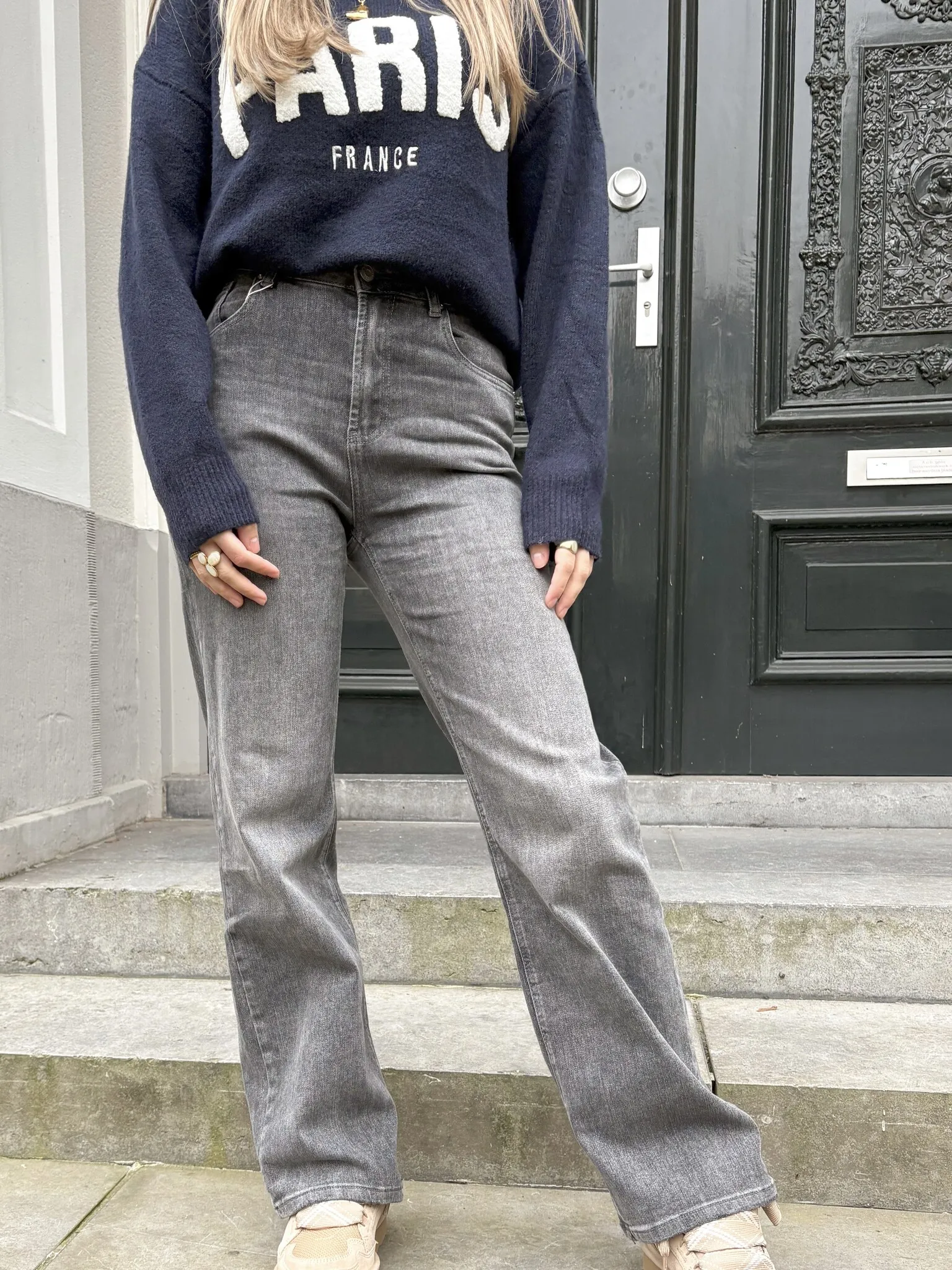 Jeans Bella donkergrijs Spijkerbroek straight leg