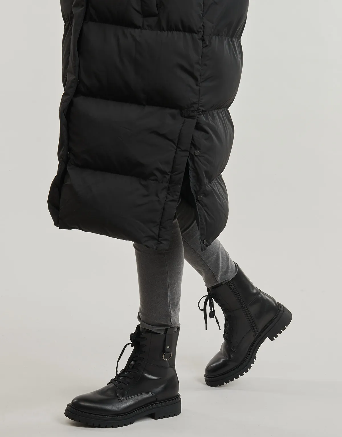LONGLINE HOODED PUFFER COAT