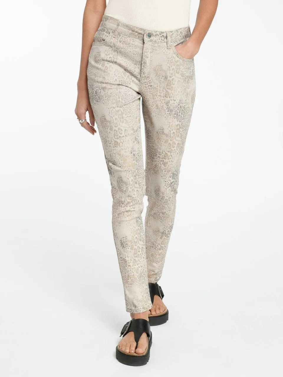 MYBC 5POCKETSJEANS MET LUIPAARDPRINT