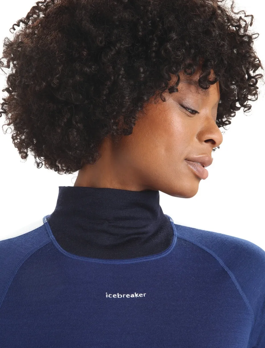 Ondershirt Icebreaker Women 200 Oasis Sonebula LS High Neck Mid Navy Royal Navy Snow