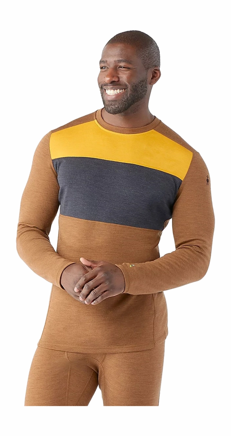 Ondershirt Smartwool Men Classic Thermal Merino Base Layer Colorblock Crew Boxed Fox Brown Heather