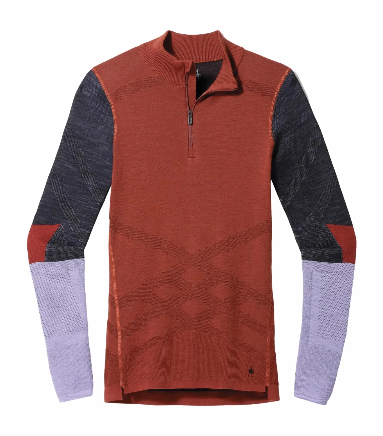 Ondershirt Smartwool Women Intraknit Thermal Merino Base Layer Colorblock 1/4 Zip Pecan Brown