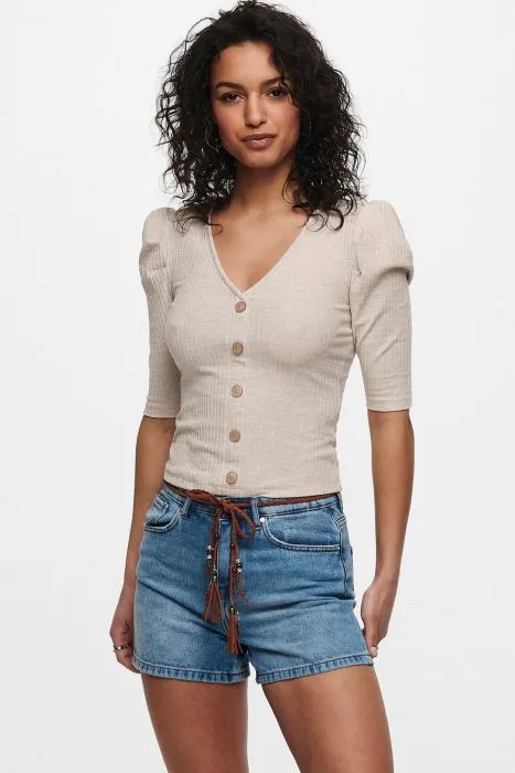 ONLY top met sierknoopjes