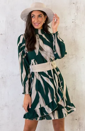Overslag Col Jurk Zebra Smaragd
