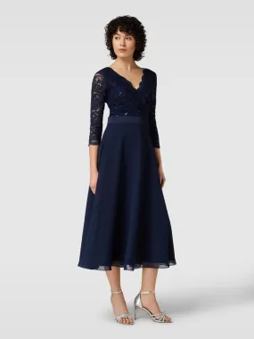 Swing Cocktailjurk met kant in marineblauw