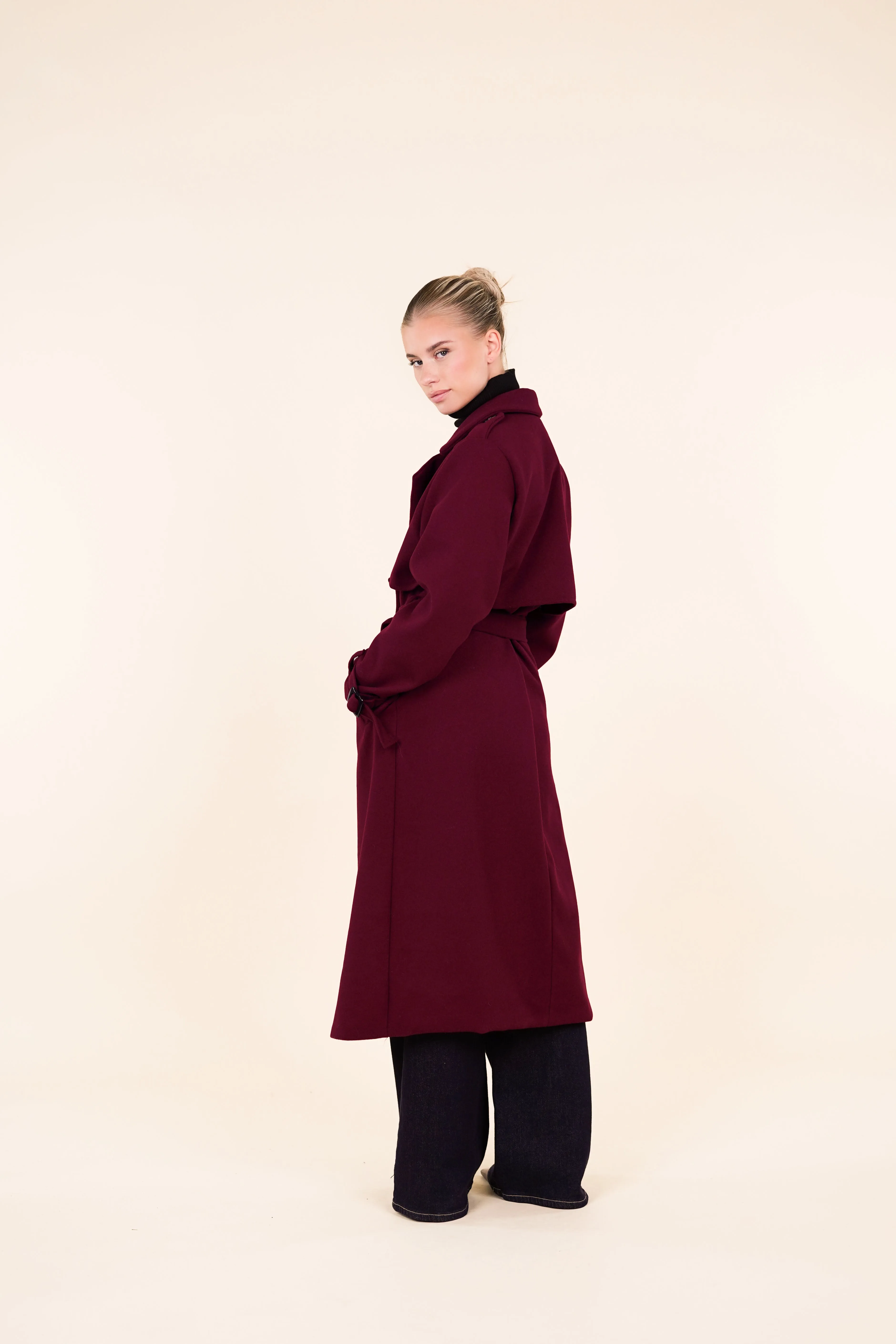 TRENCHCOAT DAMES LANG BURGUNDY  YASMIN