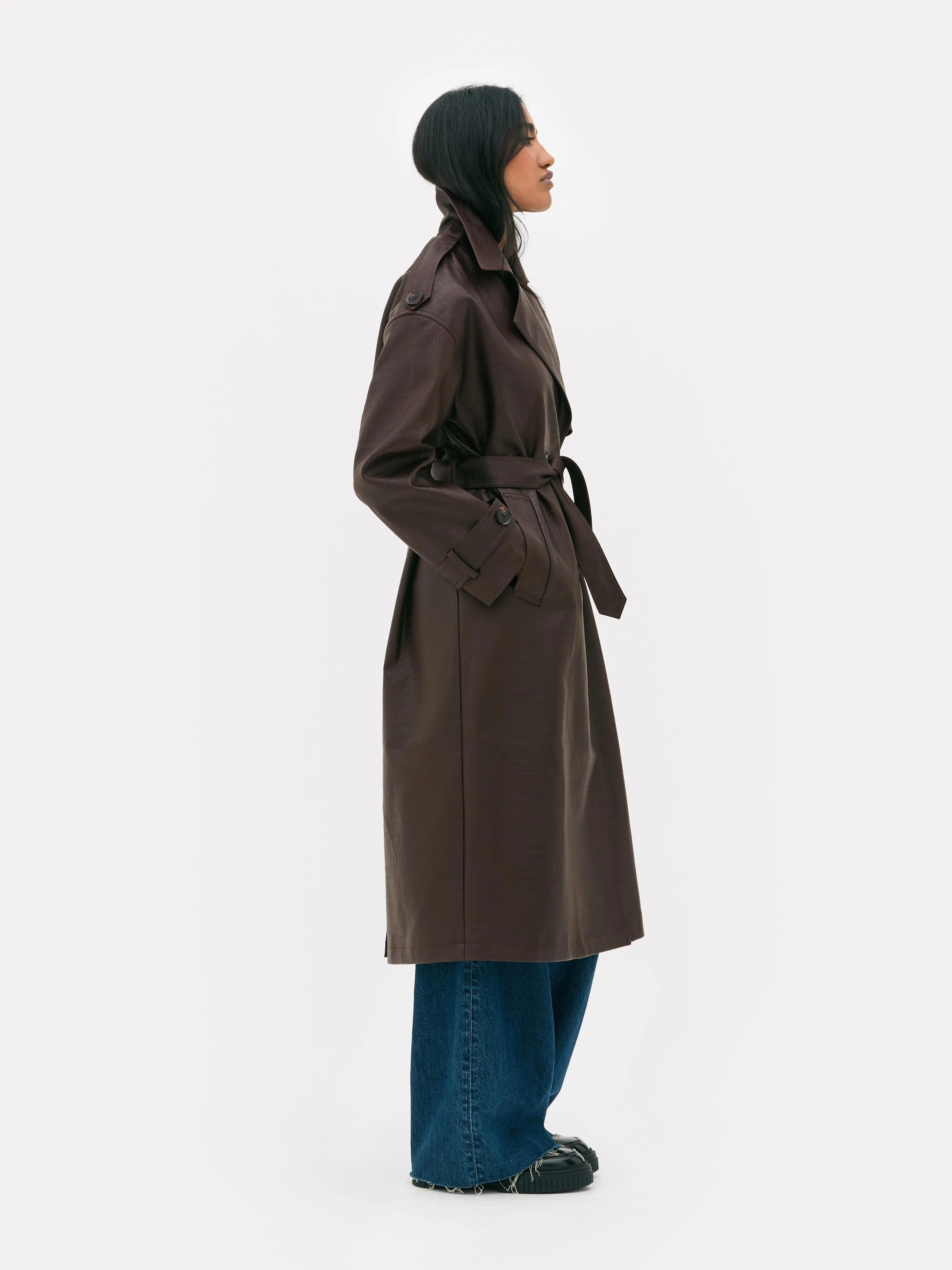 Trenchcoat met krokodilleneffect