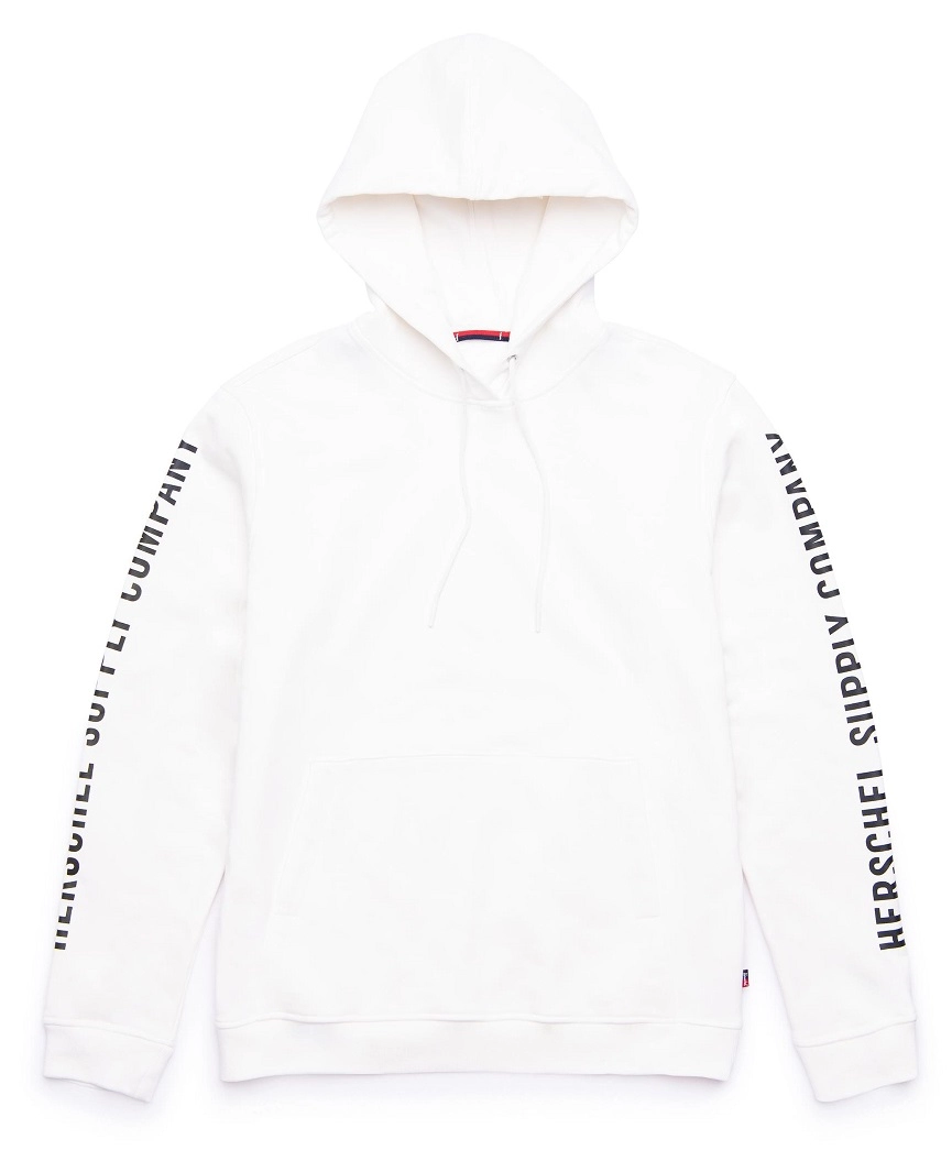 Trui Herschel Supply Co. Men's Pullover Hoodie Sleeve Print Blanc de Blanc Black