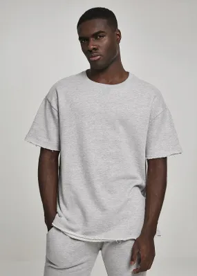 Urban Classics Heren Basic Oversized T-Shirt met Open Zomen lichtgrijs