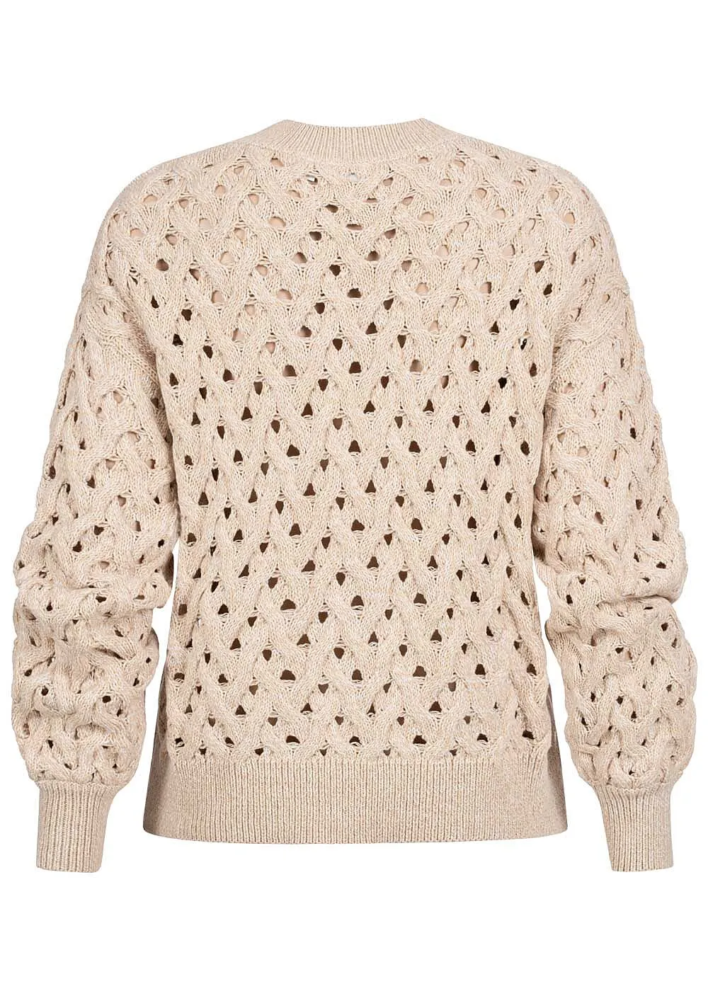 VILA Dames Vest met knopen gat breipatroon beige