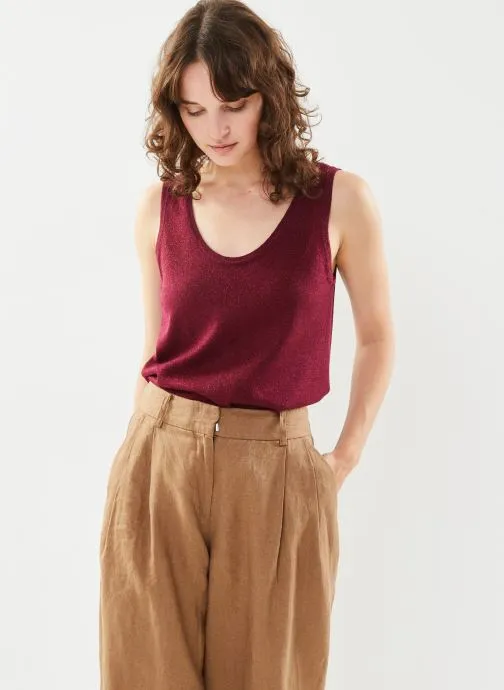      VILA VILULLAS GLITTER SL KNIT TOP/ C25  ROOD   